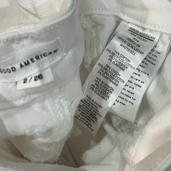 Good American Button Fly Waist Cinched White Flared Leg Bell Bottom Jeans Size 2 - Picture 5 of 5